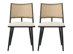 Silla de ratán con asiento de PU, diseño moderno, color negro (60x59x49 cm)
