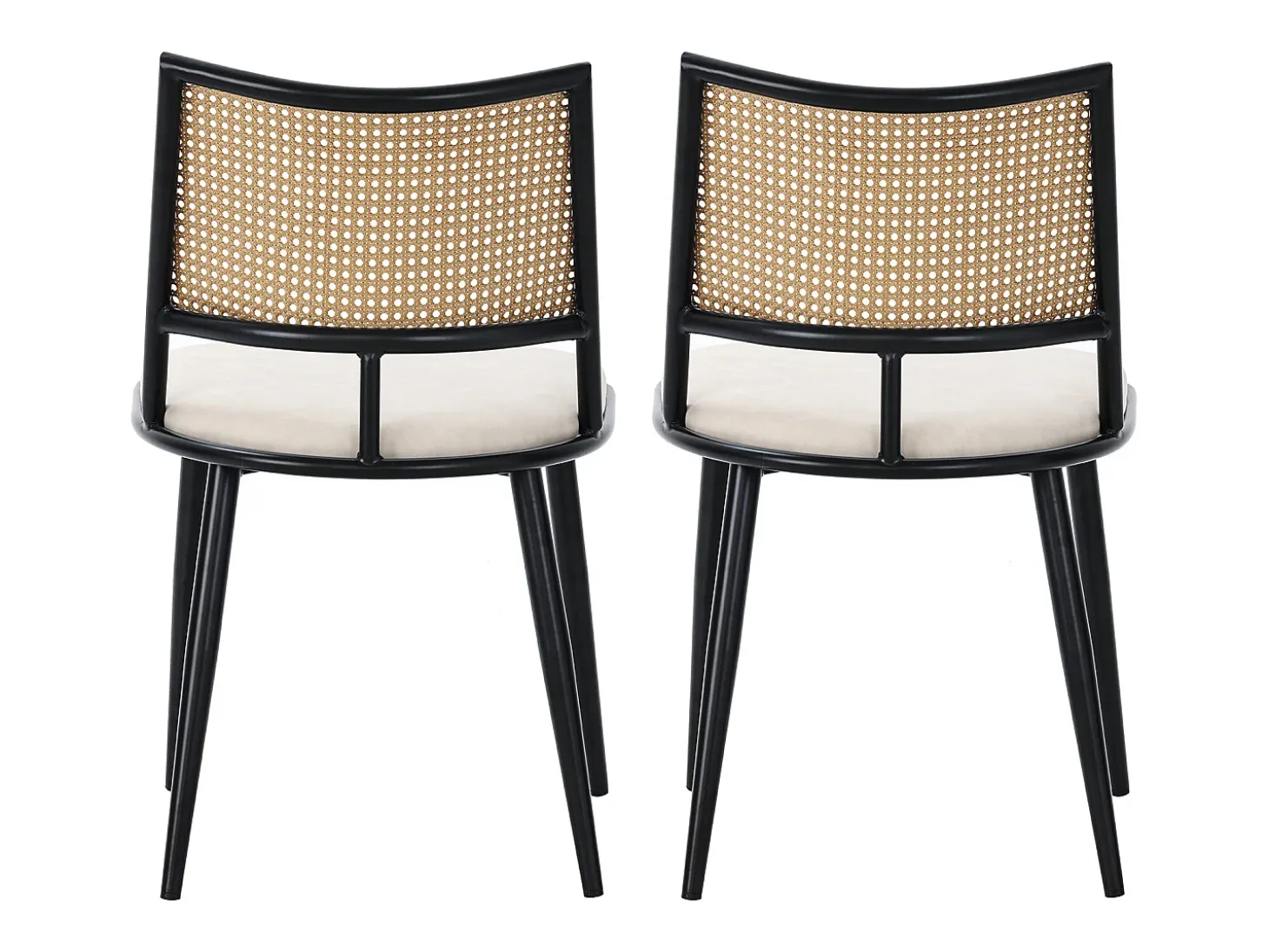 Silla de ratán con asiento de PU, diseño moderno, color negro (60x59x49 cm)