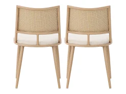Silla de ratán con respaldo de PU, diseño moderno, beige (60x59x49 cm)