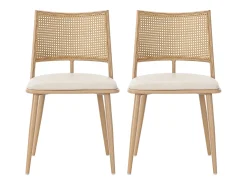 Silla de ratán con respaldo de PU, diseño moderno, beige (60x59x49 cm)