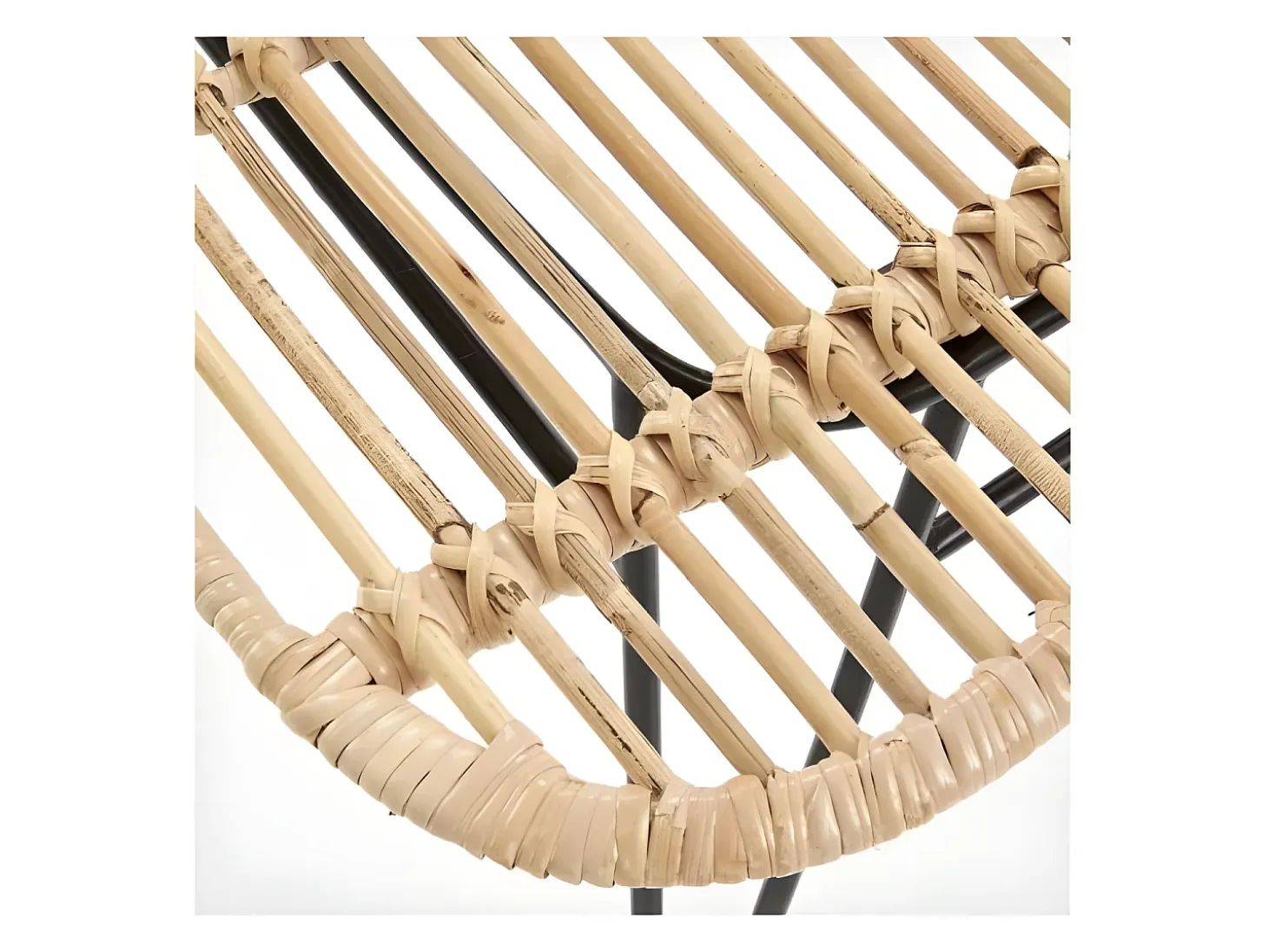 Silla de ratán natural con patas de acero negro Miel