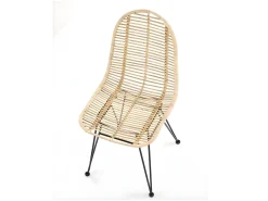 Silla de ratán natural con patas de acero negro Miel