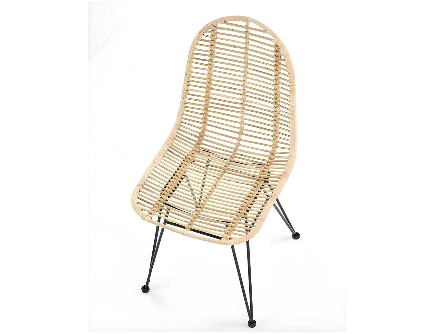 Silla de ratán natural con patas de acero negro Miel