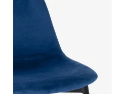 Silla de restaurante de cocina de comedor en terciopelo de diseño moderno Lozan - Azul Marino