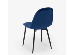 Silla de restaurante de cocina de comedor en terciopelo de diseño moderno Lozan - Azul Marino