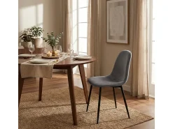 Silla de restaurante de cocina de comedor en terciopelo de diseño moderno Lozan - Gris
