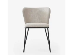 Silla de salón-comedor de diseño moderno de tela con patas negras Lasta - Blanco