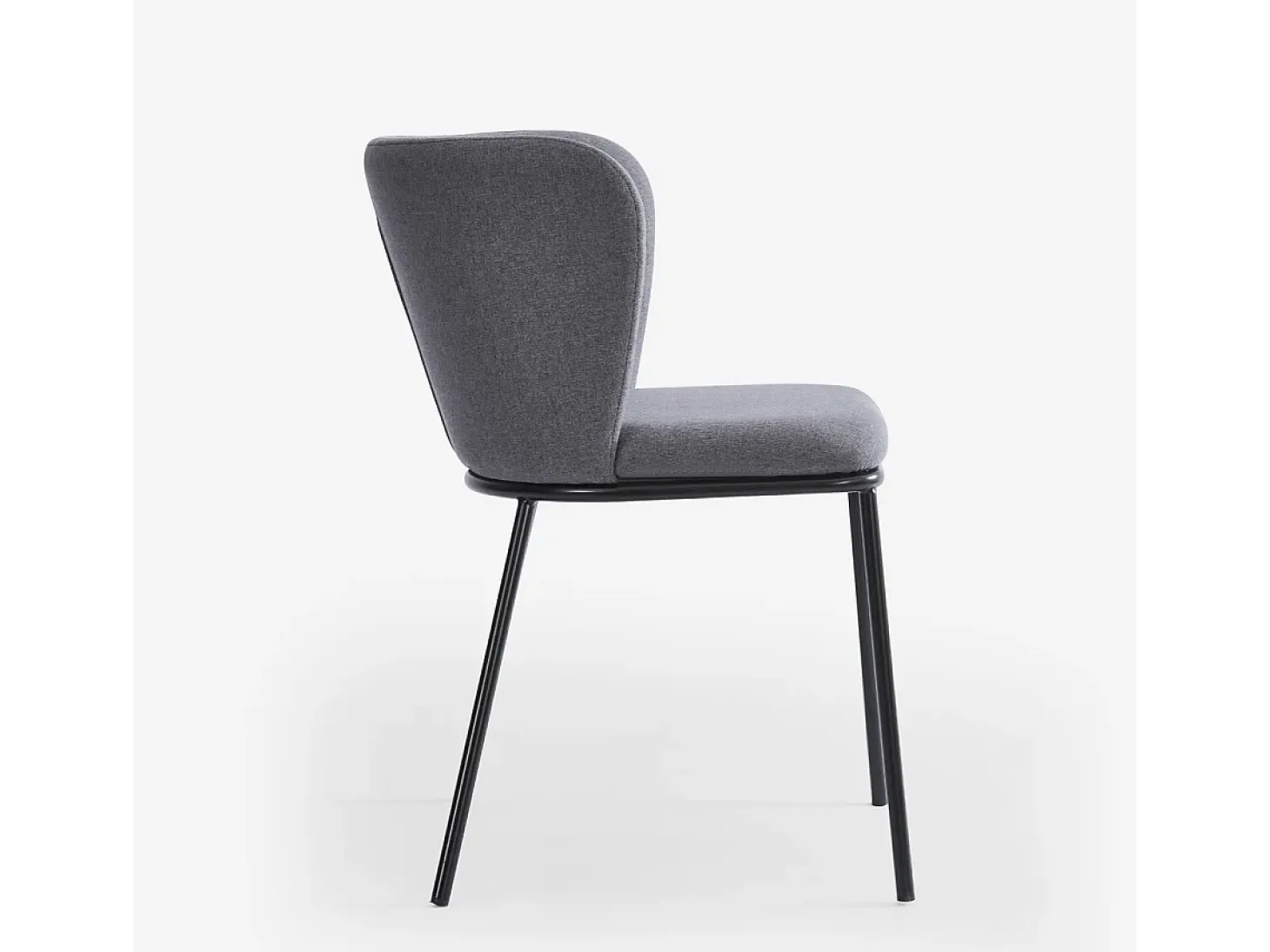 Silla de salón-comedor de diseño moderno de tela con patas negras Lasta - Gris Oscuro