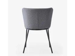 Silla de salón-comedor de diseño moderno de tela con patas negras Lasta - Gris Oscuro