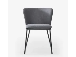 Silla de salón-comedor de diseño moderno de tela con patas negras Lasta - Gris Oscuro