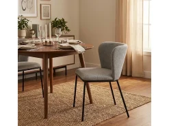 Silla de salón-comedor de diseño moderno de tela con patas negras Lasta - Gris claro