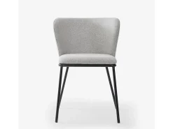 Silla de salón-comedor de diseño moderno de tela con patas negras Lasta - Gris claro