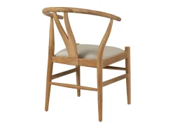 Silla de teca y tela - Natural y Beige - POGIANA