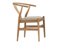 Silla de teca y tela - Natural y Beige - POGIANA