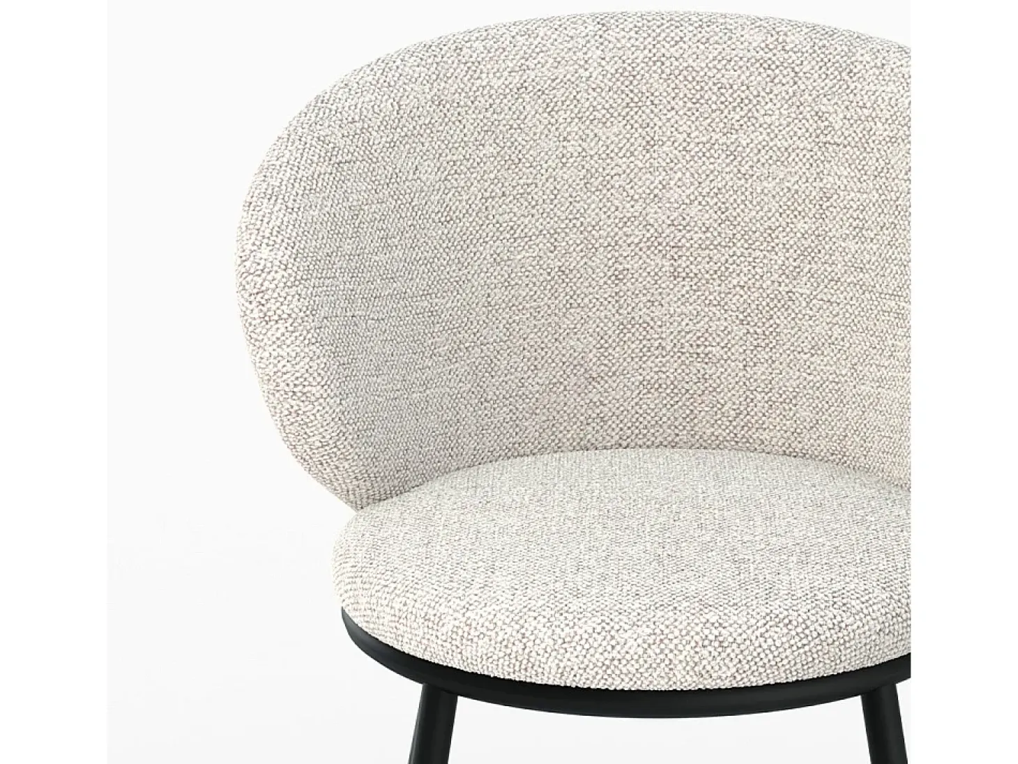 Silla de tejido beige con patas de metal negro - Angèle