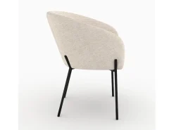 Silla de tela blanca jaspeada y patas de metal negro - Andy