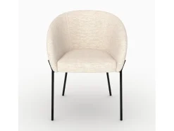 Silla de tela blanca jaspeada y patas de metal negro - Andy