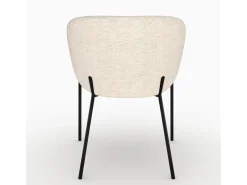 Silla de tela blanca jaspeada y patas de metal negro - Andy