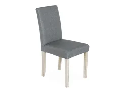 Silla de tela con patas de madera, set de 4 gris claro