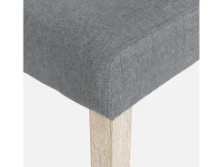 Silla de tela con patas de madera, set de 4 gris claro