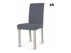 Silla de tela con patas de madera, set de 4 gris oscuro
