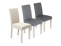 Silla de tela con patas de madera, set de 4 crudo