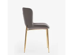Silla de tela de diseño para salón-comedor con patas doradas Virin - Gris