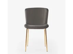 Silla de tela de diseño para salón-comedor con patas doradas Virin - Gris