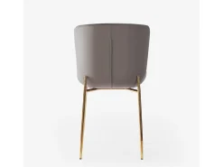 Silla de tela de diseño para salón-comedor con patas doradas Virin - Gris