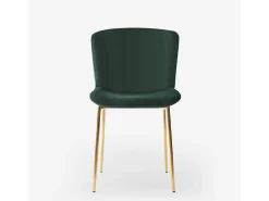 Silla de tela de diseño para salón-comedor con patas doradas Virin - Verde oscuro
