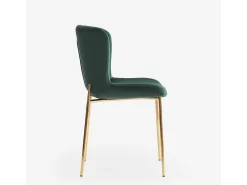 Silla de tela de diseño para salón-comedor con patas doradas Virin - Verde oscuro