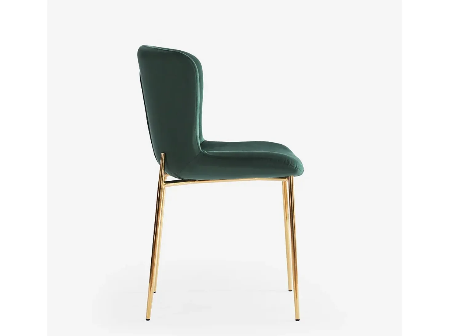 Silla de tela de diseño para salón-comedor con patas doradas Virin - Verde oscuro