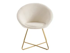 Silla de tela rizada y metal dorado - Blanco - BURBAN