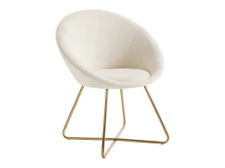 Silla de tela rizada y metal dorado - Blanco - BURBAN