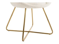 Silla de tela rizada y metal dorado - Blanco - BURBAN