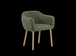 Silla de tela verde y patas de madera Solène (lote de 2)