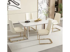 Silla de terciopelo, 2 piezas, diseño de diamante, metal dorado, beige (47x63x85 cm)