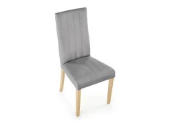 Silla de terciopelo acolchado gris KINTARO con patas de madera maciza