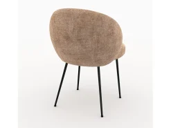 Silla de terciopelo color café crema y metal negro - Bloomy