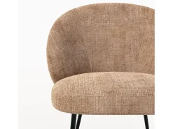 Silla de terciopelo color café crema y metal negro - Bloomy