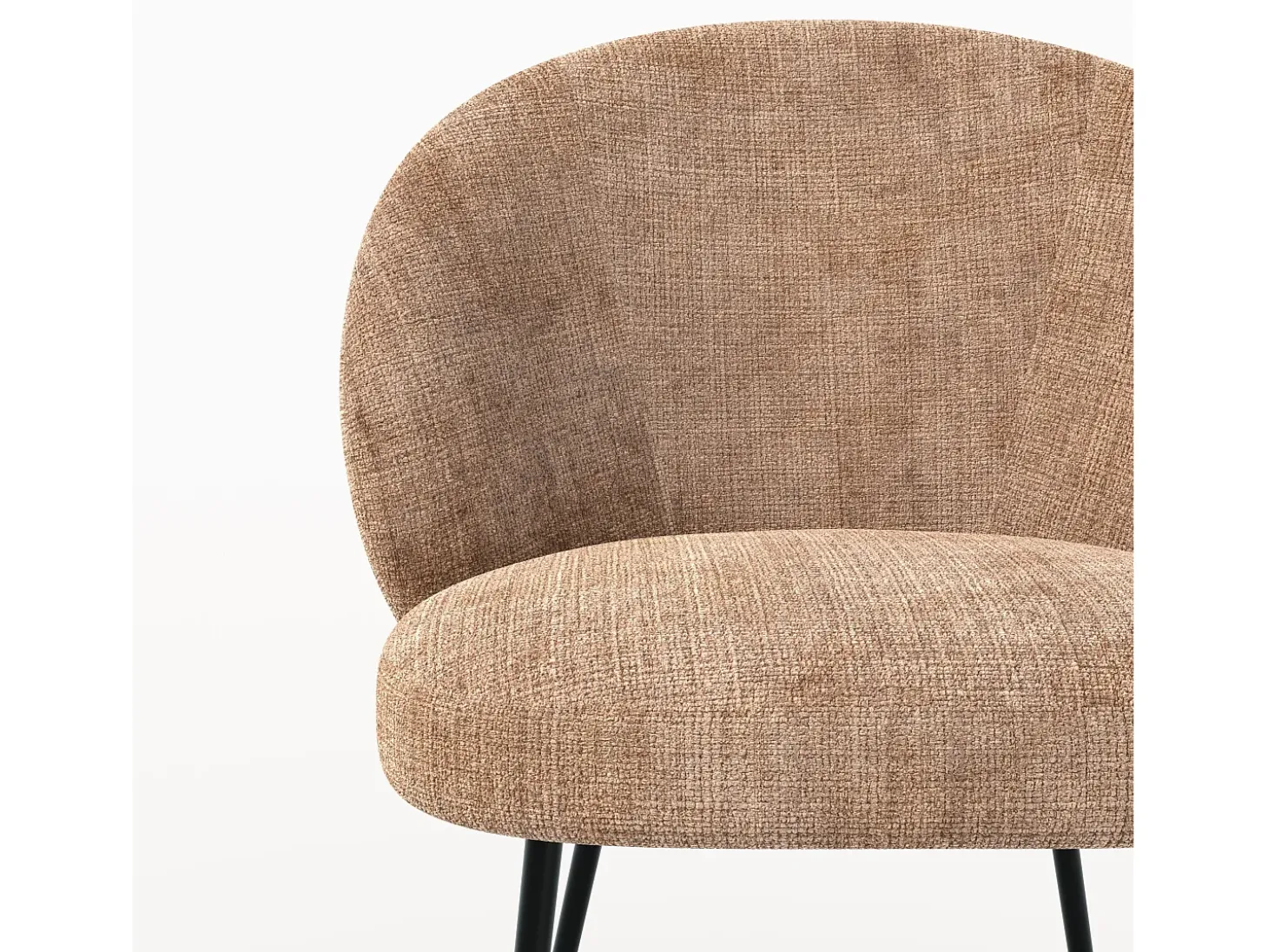 Silla de terciopelo color café crema y metal negro - Bloomy