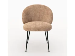 Silla de terciopelo color café crema y metal negro - Bloomy