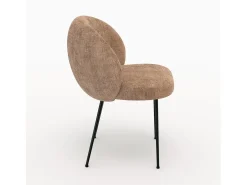 Silla de terciopelo color café crema y metal negro - Bloomy
