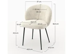 Silla de terciopelo crudo y metal negro - Bloomy