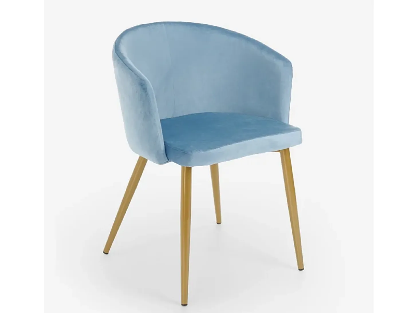 Silla de terciopelo de comedor de cocina moderna con patas doradas Patogu - Azul