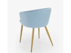 Silla de terciopelo de comedor de cocina moderna con patas doradas Patogu - Azul