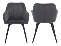 Silla de terciopelo gris BERTILLE - HAPPY GARDEN