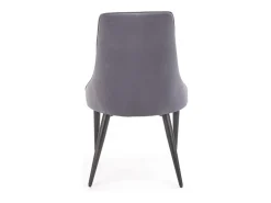 Silla de terciopelo gris oscuro con respaldo acolchado y patas de acero negro COSMOS
