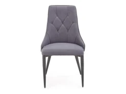Silla de terciopelo gris oscuro con respaldo acolchado y patas de acero negro COSMOS