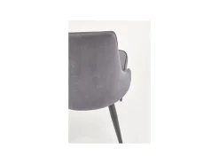 Silla de terciopelo gris oscuro con respaldo acolchado y patas de acero negro COSMOS